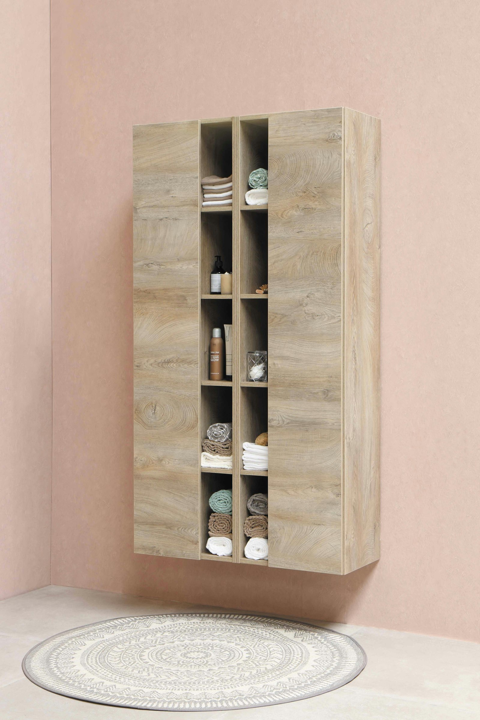 Foldable fabric storage boxes on shelves